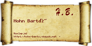 Hohn Bartó névjegykártya